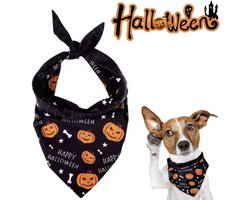 SilverAndCoco - Halloween Sjaal Hond Versiering met Gratis Sleutelhanger | Sjaaltje Hondje Dog Decoratie Pakket Bandana Honden | Hondensjaaltje Verkleed Set Kostuum Huisdier Trick or Treat Kat