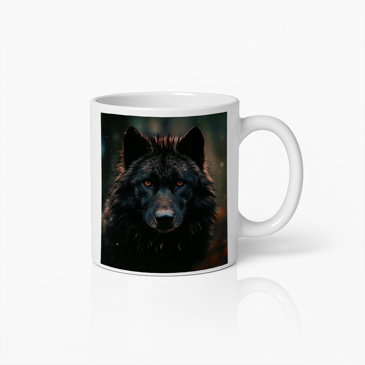 Zwarte Wolf Koffiemok – Wilde Dierenliefhebber Cadeau Mok