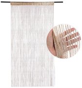 Deurgordijn - 100 x 200 cm - Vliegengordijn - Glitter Klamboe - Anti-vliegendeurgordijn - Met zilverdraad - Draadgordijn - Siergordijn - Horgordijn - Transformeer elke ruimte met elegantie - Champagne