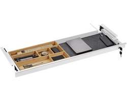 CAVO Documentlade afsluitbaar 850 x 265 x 45 mm wit met bamboe inzet Bureaulade