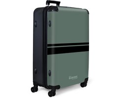 NoBoringSuitcases.com NoBoringSuitcases.com® - Koffer groot - Reiskoffer lichtgewicht - Groene achtergrond met dubbele horizontale strepen - Rolkoffer met 4 wielen - 98 liter bagage