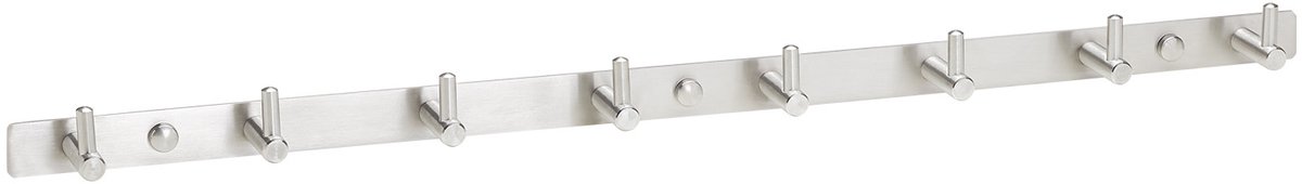 Garderobehaak KARA roestvrij staal als enkele haak of haakrail met 4/6/8 haken Garderobe wandhaken wandkapstok Grootte instelbaar (8 haken - L: 620 mm) by JUNKER DESIGN