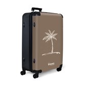 NoBoringSuitcases.com® - Koffer groot - Reiskoffer lichtgewicht - Bruin met beige palmboom - Rolkoffer met 4 wielen - Grote trolley XL - 98 liter bagage