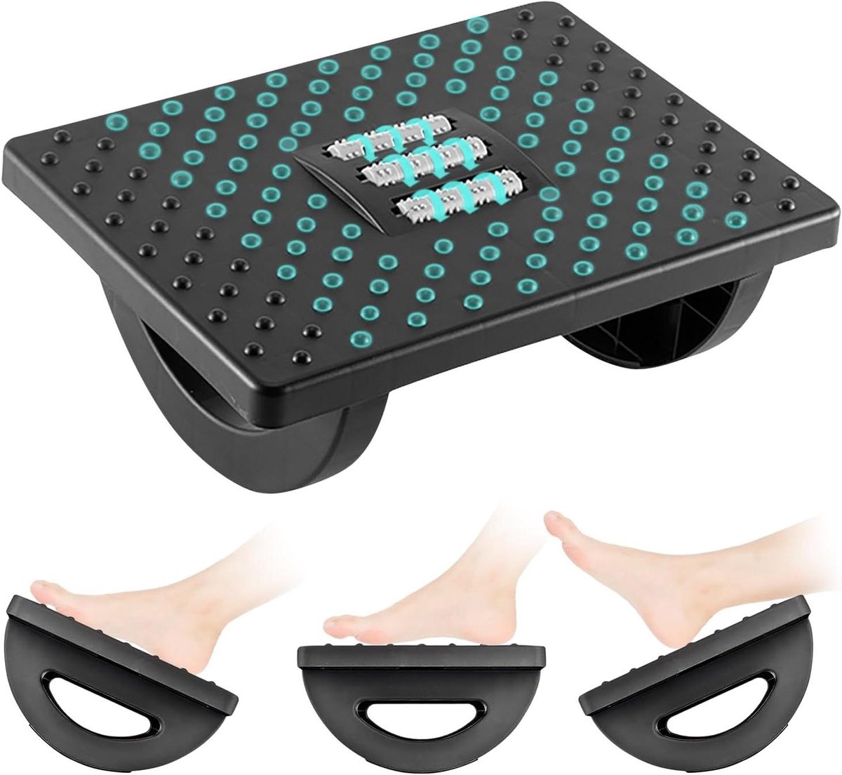 Allecto Premium - Ergonomische voetkruk met rolmassage voor comfortabele beensteun onder bureau op kantoor.