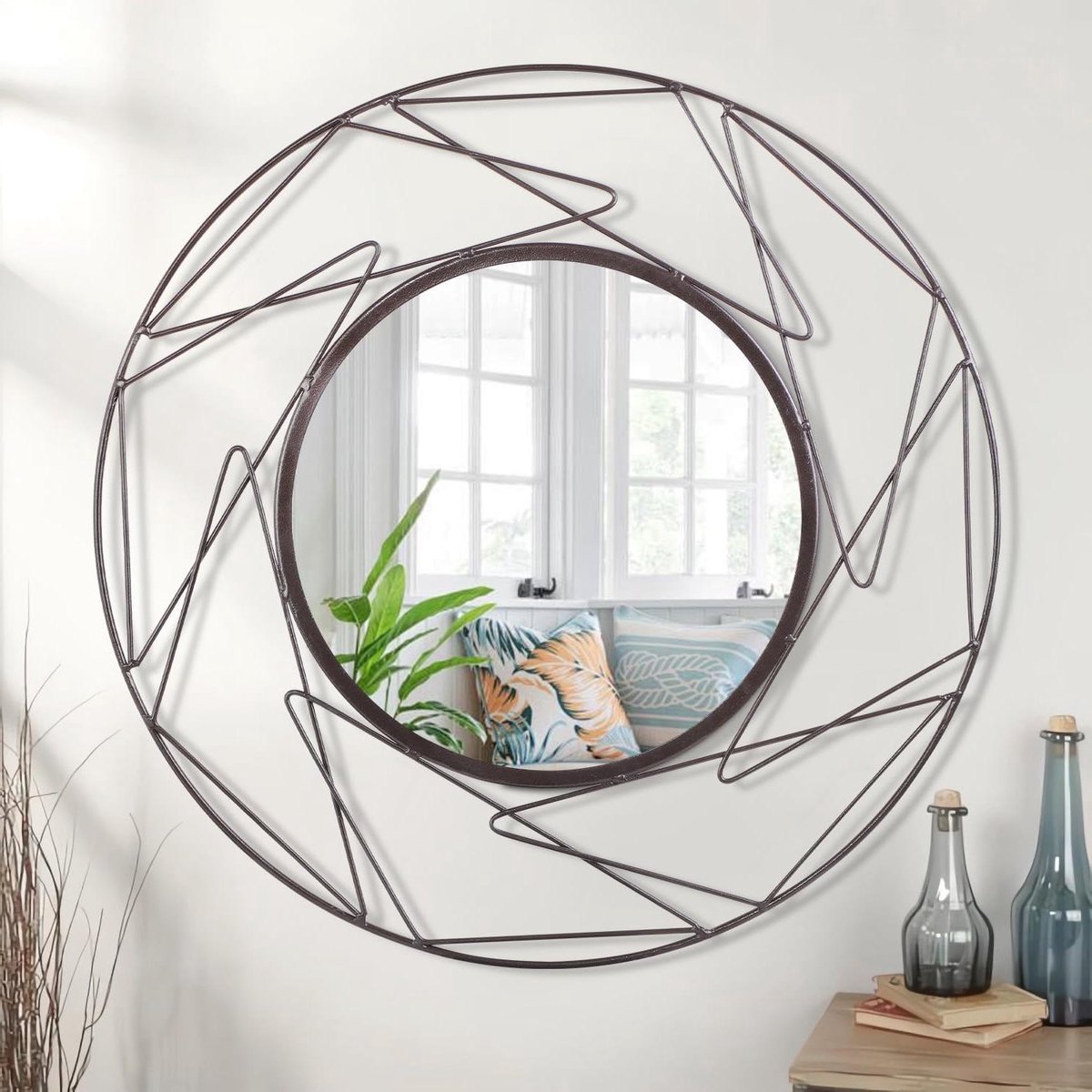 - Ronde Muur Spiegel 12 Inch Bronzen Cirkel Spiegel voor Woonkamer Badkamer Slaapkamer