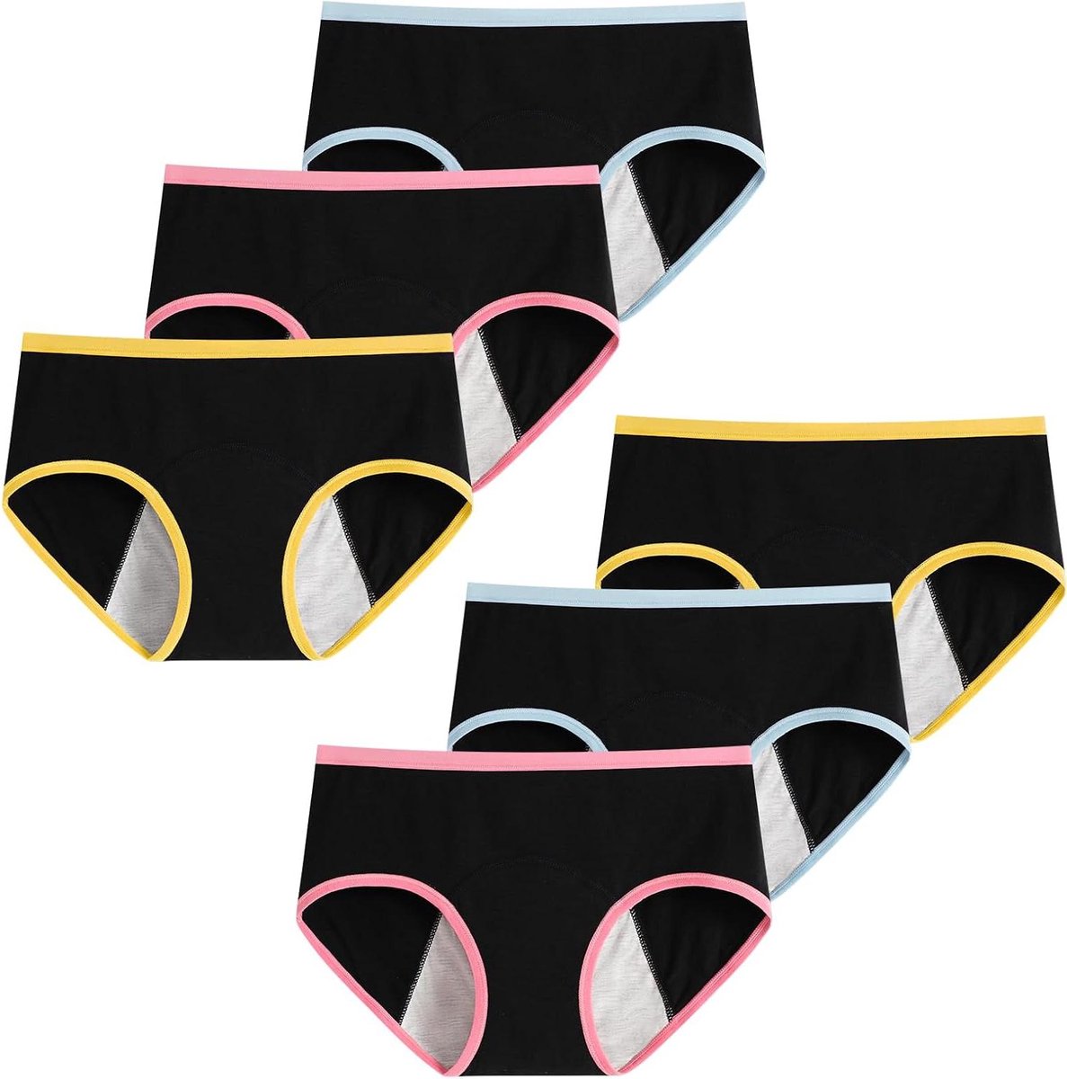 Allecto Premium - Trendy meisjeskatoenen ondergoed maat M voor tieners 10-18 jaar (6-pack)