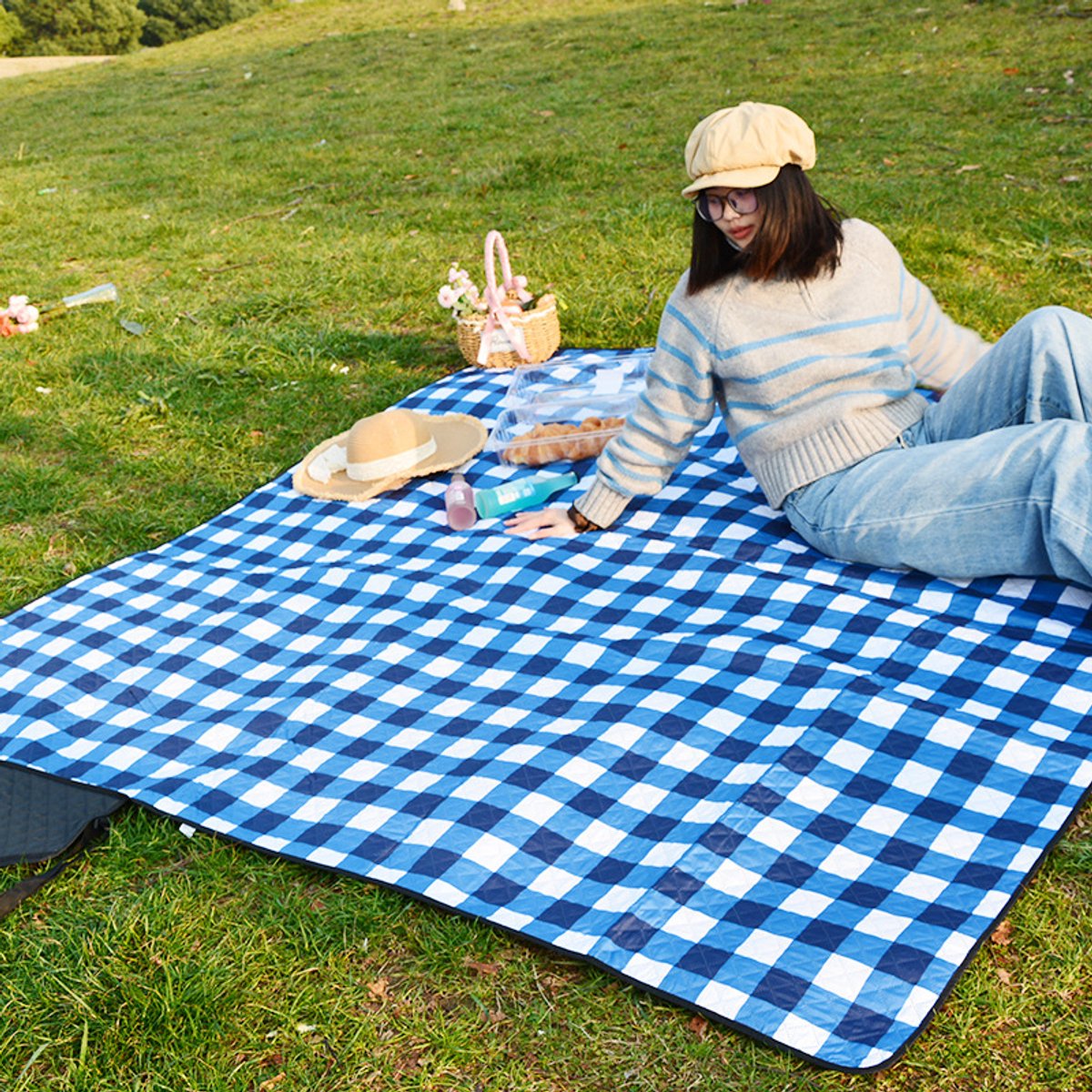 Fuegobird- Picknickdeken-200 x 200 cm-Stranddeken- Opvouwbare campingdeken- Waterdicht- Zanddichte picknickmat- Draagbare tuin-strandmat- Machinewasbaar- voor kamperen- Tuin- Park- Strand-geschikt voor kinderen's kruipdeken (blauw) — cadeau in Sport & Outdoor - foto 3