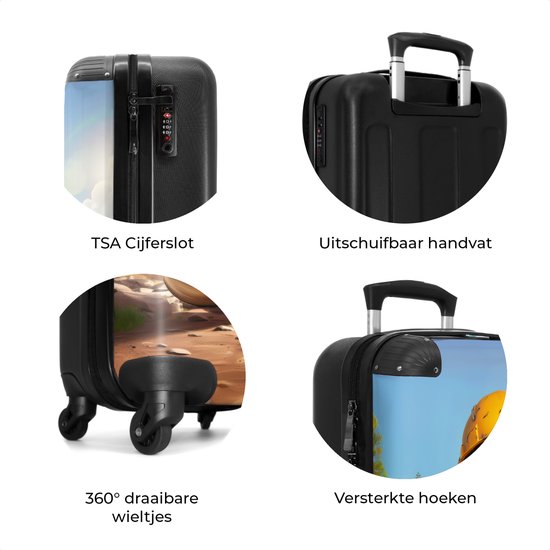 NoBoringSuitcases.com® - Valise cabine enfant Castor avec casque de chantier jaune - Bagage à main - Valise de voyage - Valise chariot - Valises 55x40x20 cm - 55x35x25 cm