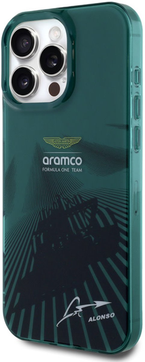 Aston Martin Back cover - iPhone 16 Pro Hoesje - Groen - Transparant TPU - F1 Graphics