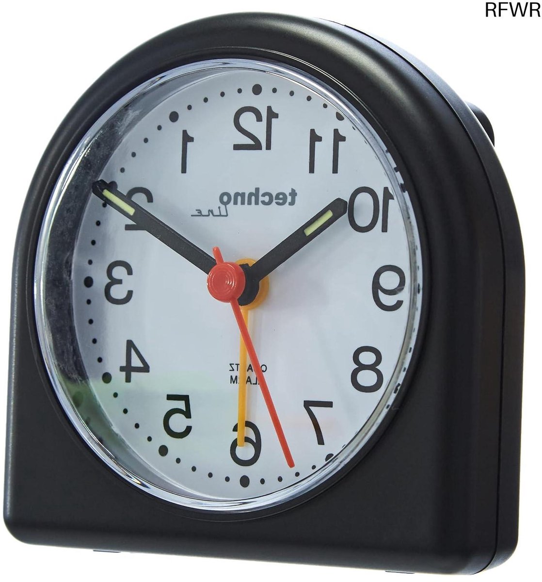 RFWR® Quartz Wecker Zwart Analoog Met Lichtgevende Wijzers