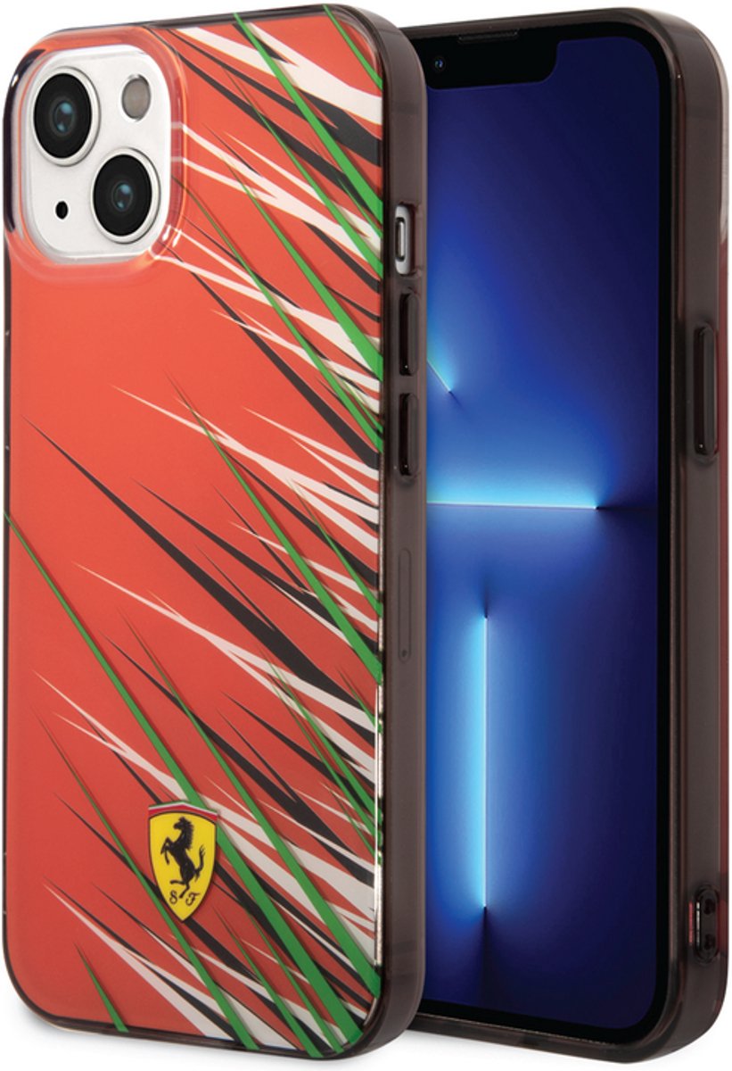 Ferrari iPhone 14 & 13 Backcover hoesje - Double Layer Grass Print - Rood