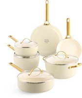 Greenpan Padova Ensemble de 10 poêles White crème avec revêtement antiadhésif en céramique 10 pièces