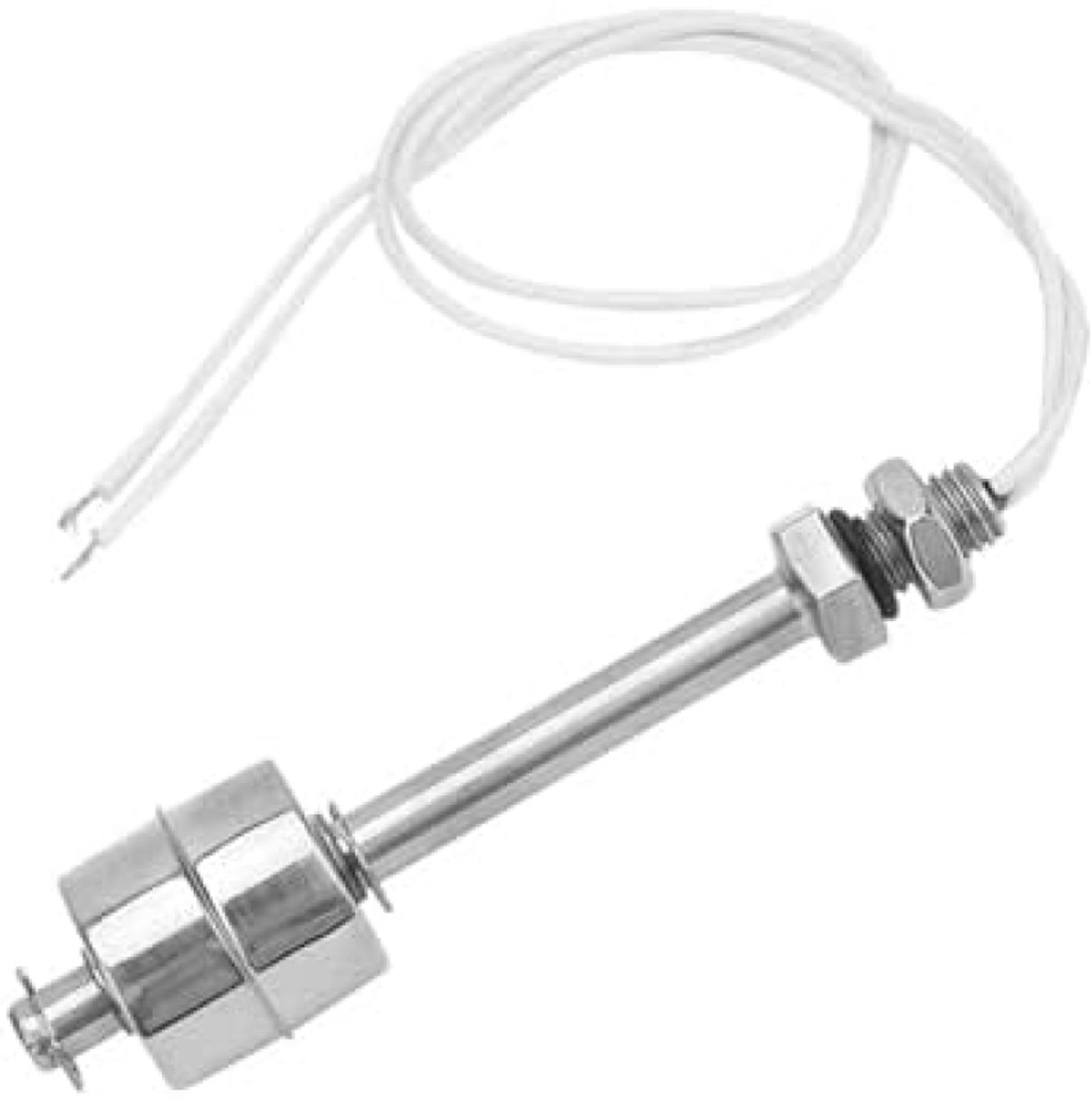 100mm Vloeistofniveausensor Vlotterschakelaar, Roestvrijstalen Verticale Water Niveausensor voor Brandstoftanks, Watertorens, Boilers en Zonne-energiesystemen - Zilver