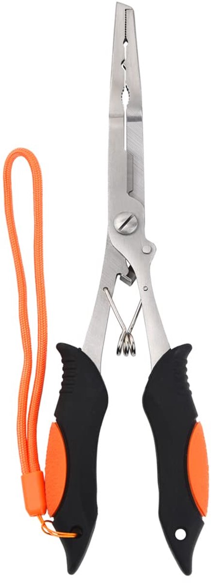 Multifunctionele vistang - lange neus en haakverwijderaar - zoetwateroranje - met lanyard