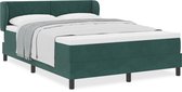 vidaXL - Boxspringbed - met - Matras - Donkergroen - 140x200 - cm - Fluweel