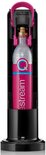 Zwarte Sodastream houder met een roze CO2-cilinder erin.