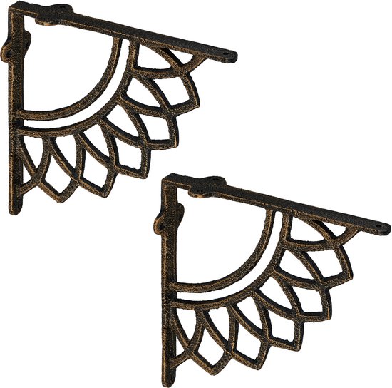 Support d'étagère - lot de 2 - 19 cm - fonte - mandala - bronze
