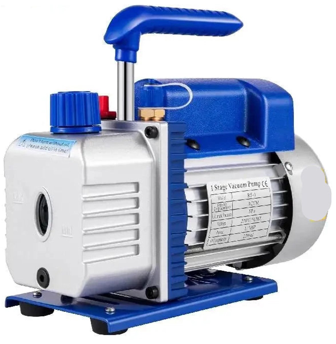 Vacuümpomp - Koelmiddel Vacuümpomp - Koelgereedschappen - 3 CFM, 1/4 pk, 1 Fase - met Verdeelstukmeter - HVAC-koeling - 4000 psi - Blauw