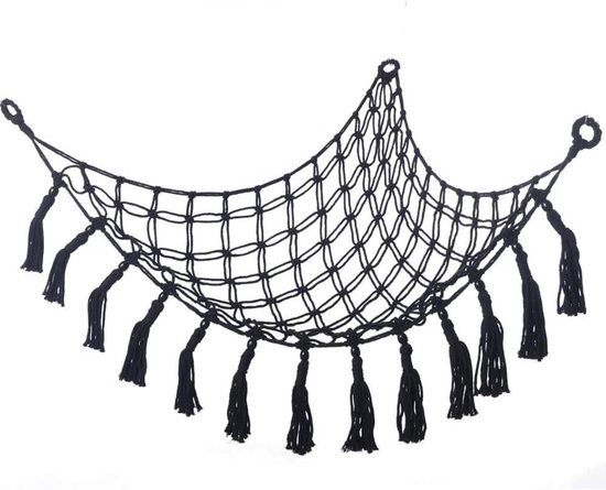 Macramé opbergnet, boho-opbergnet, pluche hangmat, speelgoedorganizer voor kinderkamer en slaapkamer