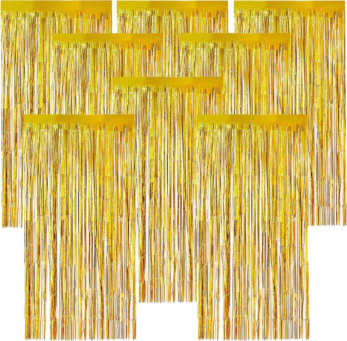 Allecto Plus - Goud Metallic Fringe Gordijnen Voor Verjaardag Feest - 8 Stuks 3.3 x 6.6ft