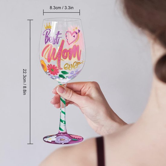 NymphFable Handgeschilderde Wijnglas 15oz Flamingo Palmboom Jubileum Kerst Verjaardagscadeaus voor Vrouwen
