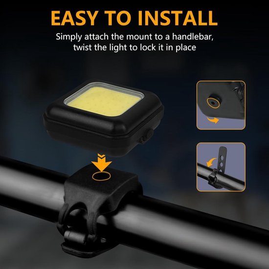 Fietslicht voor op de fiets, led-fietsverlichting, USB-C oplaadbaar, fietslicht achter, waterdicht IPX4, voor kinderen en volwassenen