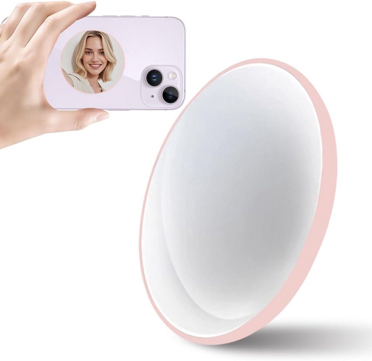 Inovra Plus - Magnetische selfie-spiegel voor achtercamera, smalle spiegel voor MagSafe, geschikt voor iPhone, selfies en vloggen - roze