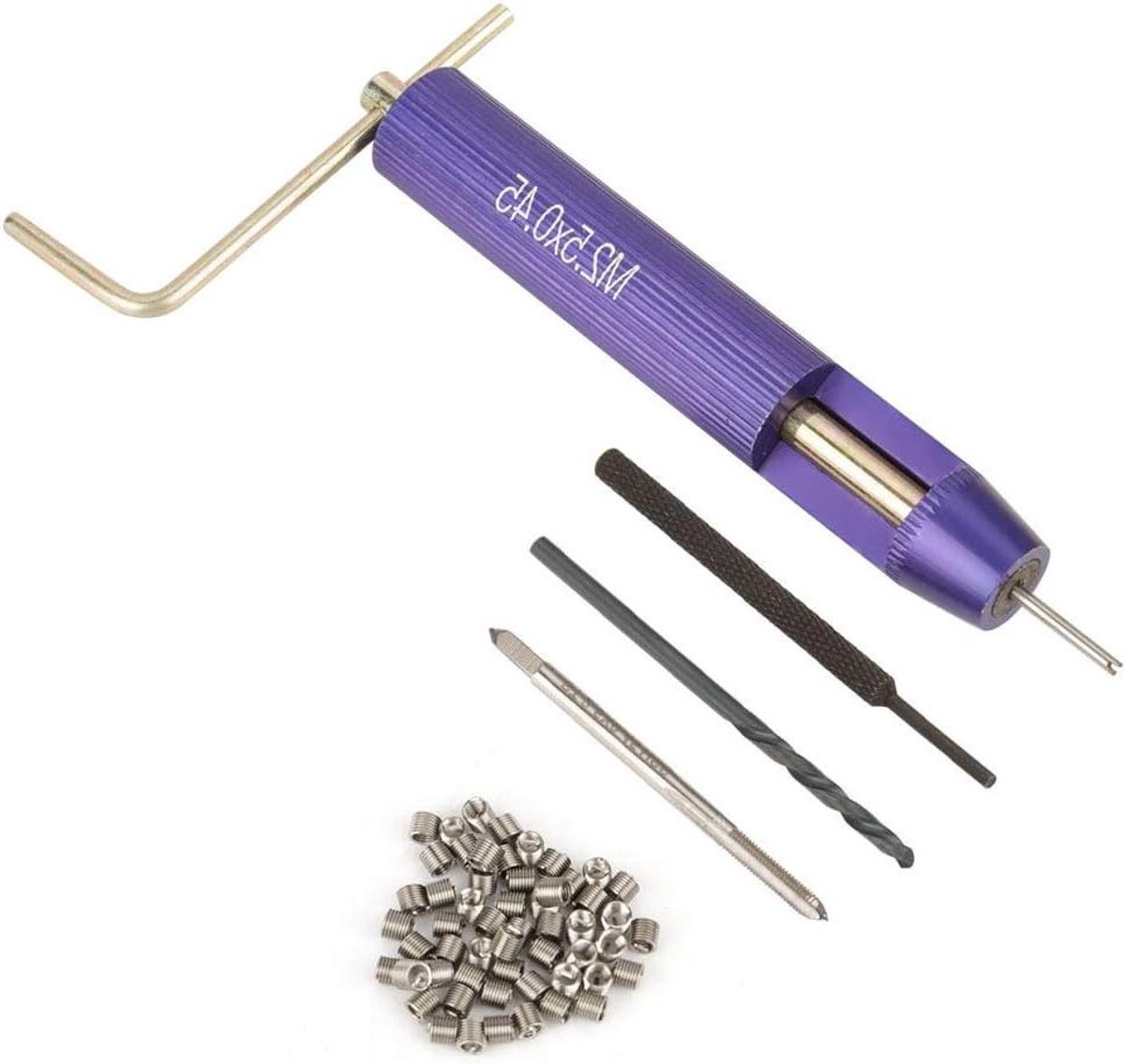 Allecto Plus - Schroefdraadreparatieset 50 stuks roestvrij stalen draadinzetstukken M25 x 2D met installatiegereedschap