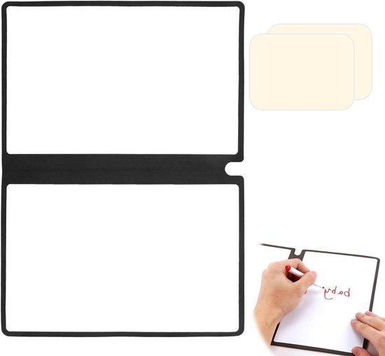 Foto: Mini whiteboard a5 338 x 24 cm draagbaar afwasbaar met 2 doeken dubbelzijdig schrijven voor thuis kantoor school zwart 