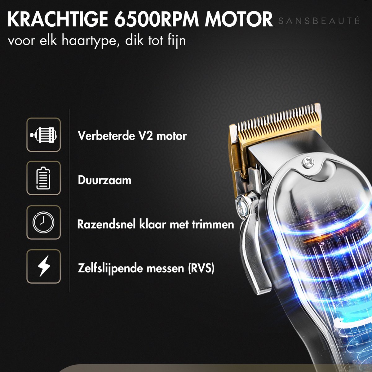 Sansbeauté Barber Edition PRO: 10 kammen, 4,5u accu thumbnail 6