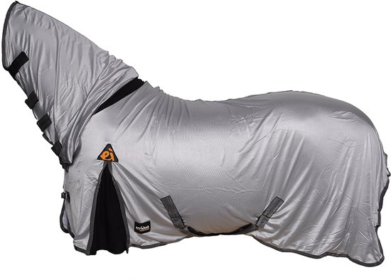 Zilverkleurige Epplejeck vliegendeken met full neck en oranje logo op de flank.