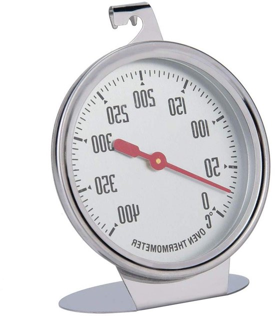 Allecto Plus - Oventhermometer met grote wijzerplaat en haak - RVS - Voor nauwkeurige temperatuurmetingen - Voor BBQ en bakken