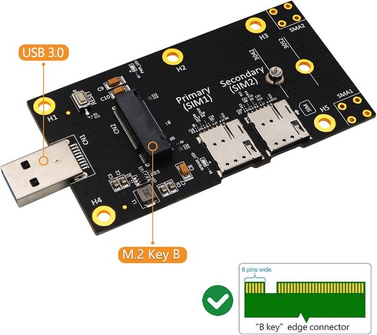 EXVIST 5G LTE Industriële M.2 (NGFF) aan USB3.0 Adapter W/NANO SIM Kaartsleuf voor 5G LTE-Module zoals Quectel RM500Q enz. Geschikt voor M2M & IoT-toepassingen zoals Raspberry Pi