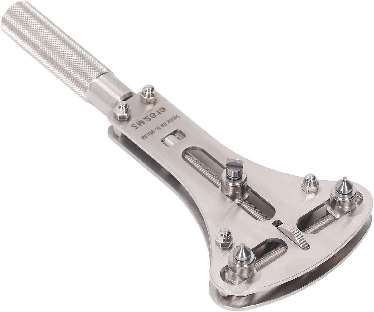 Allecto Plus - Horloge-opener voor behuizing - Horlogereparatietool - Roestvrijstaal - Batterijschroefverwijderaar - Verstelbaar - 3-punts