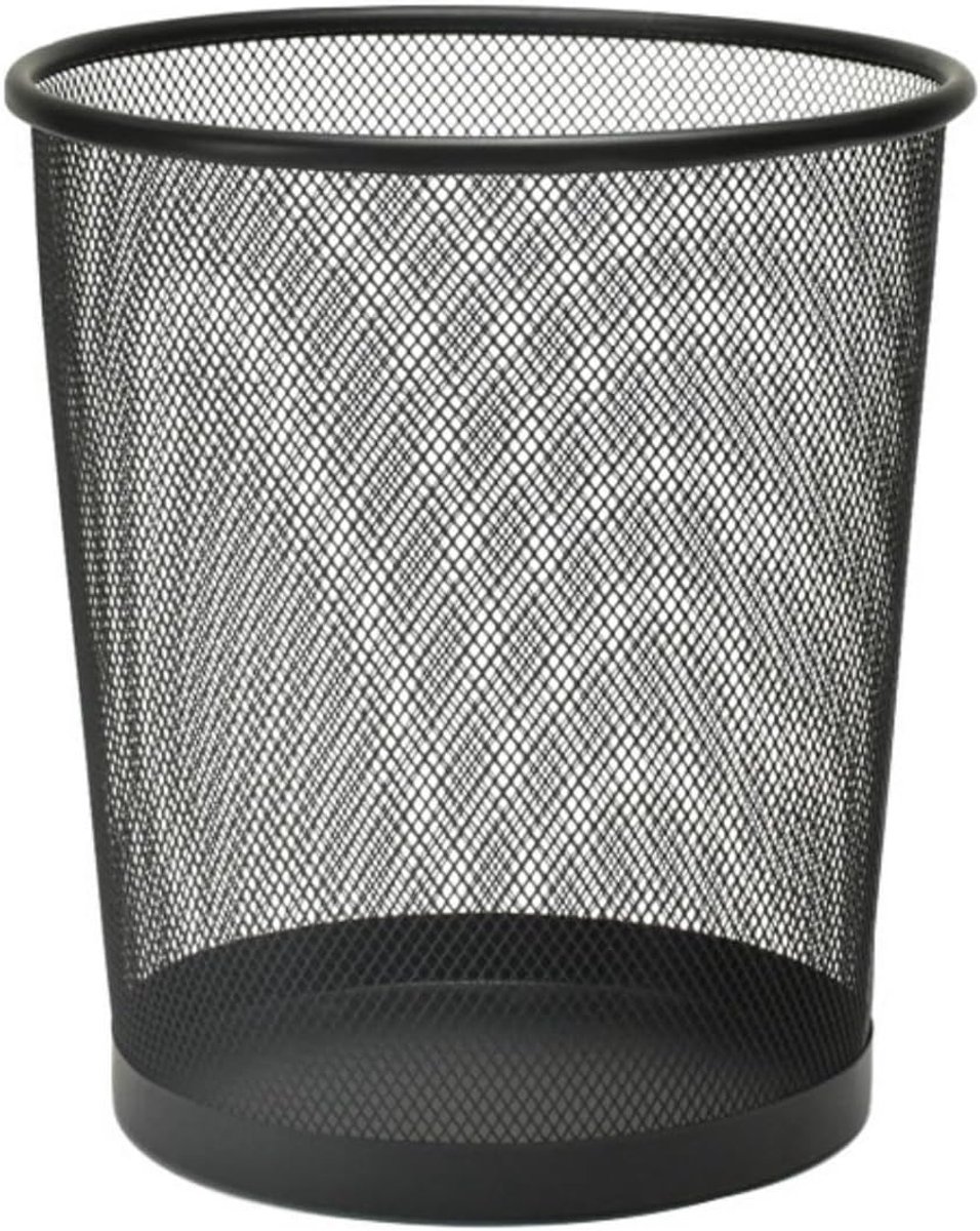 Ronde prullenbak kantoor - 20 l - zwart - metaal - afvalemmer