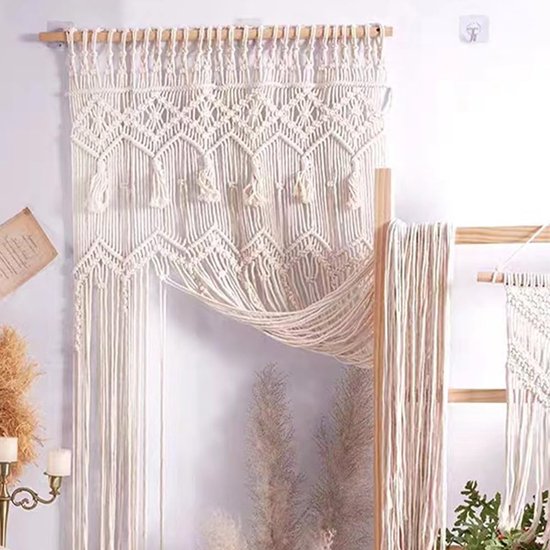 Cozyor Macramé deurgordijn, boho-stijl, 132 x 200 cm, ruimteverdeler, wandtapijt, decoratie, beige voor bruiloftsboog, woonkamer, balkon, handgemaakt Cozyor Macramé deurgordijn, boho-stijl, 132 x 200 cm, ruimteverdeler, wandtapijt, decoratie, beige voor bruiloftsboog, woonkamer, balkon, handgemaakt