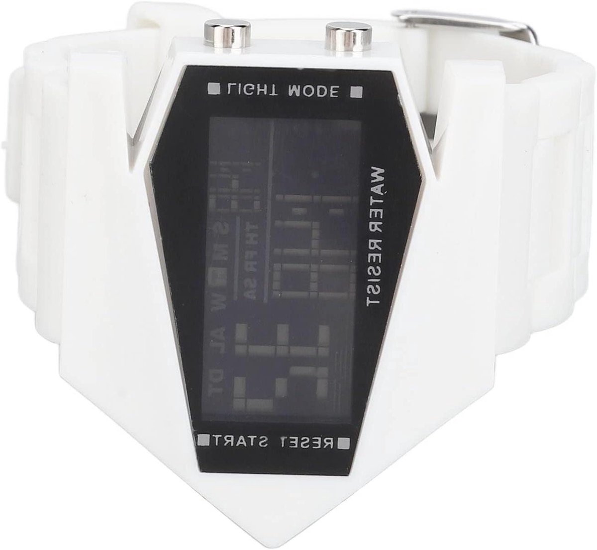 Digital Sporthorloge voor Heren LED Scherm Groot Gezicht Elektronische Militaire Horloges Waterdicht Achterlicht Buitenshuis Horloge - Wit.