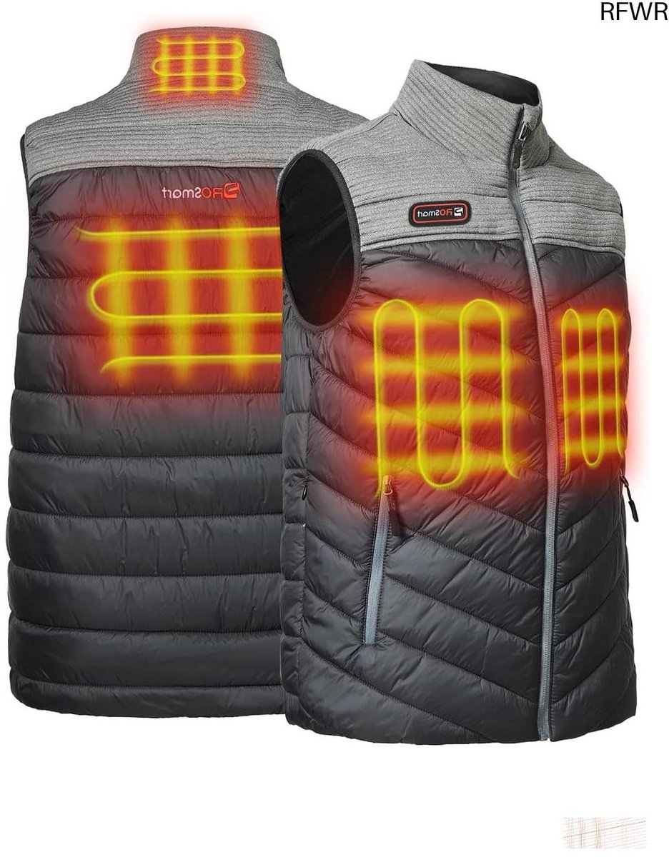 RFWR® Lichtgewicht Verwarmd Vest voor Heren Donsvest met USB-Batterij Zie Foto