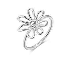 Twice As Nice Ring in edelstaal, bloemvorm Zilverkleurig 56