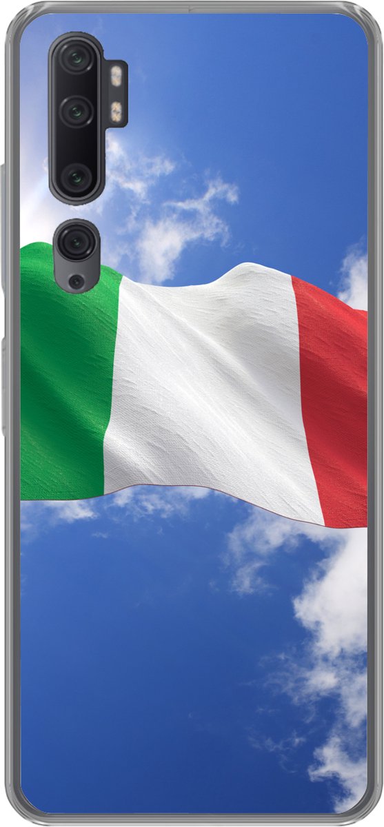 Telefoonhoesje Geschikt voor Xiaomi Mi Note 10 Pro hoesje - De vlag van Italië wappert in de lucht - Siliconen Telefoonhoesje Telefoonhoesje