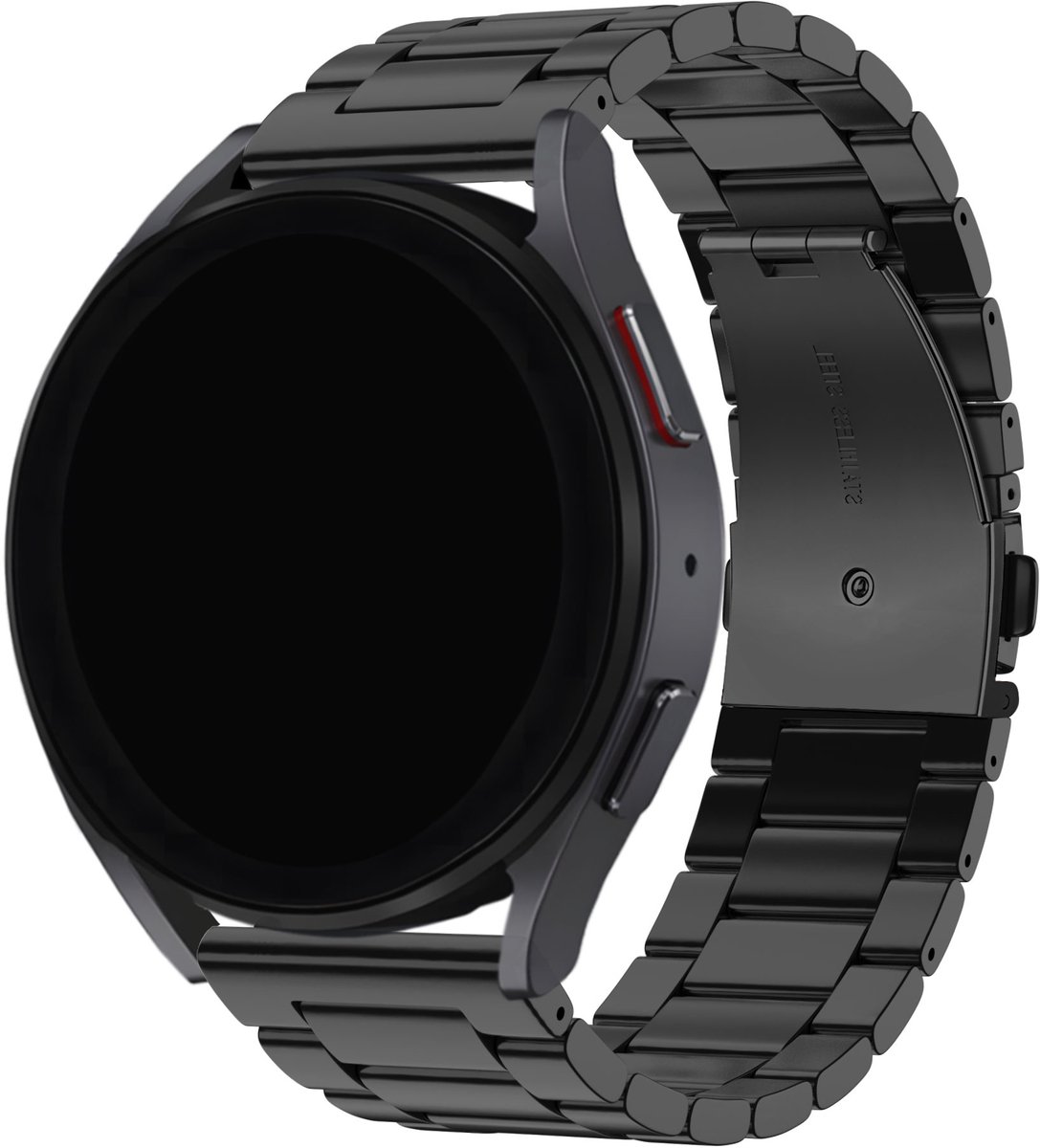 BALR Stalen Band 22mm – Geschikt voor Samsung Galaxy Watch 46mm / 3 / Gear S3, Huawei GT 2/3/Pro, Amazfit GTR, Polar Grit / Vantage, Fossil Gen 5/6, OnePlus Watch, Xiaomi Watch / Mi – Luxe Metalen Horlogeband – Zwart – Stevige Vouwsluiting