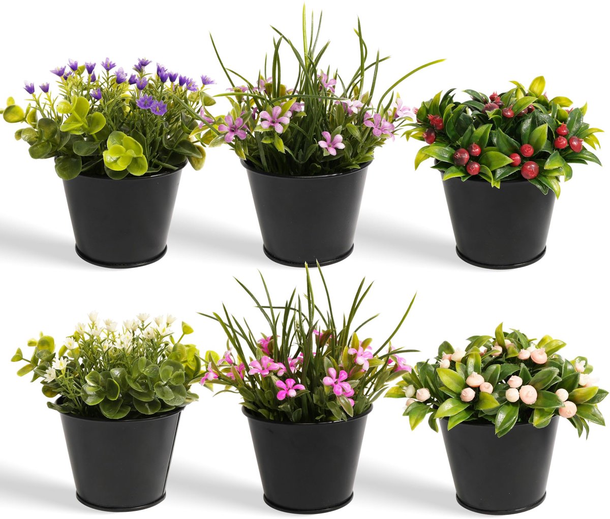Ibenzoa® Kleine Kunstplanten Set van 6 Stuks voor Diverse Interieurdecoratie en Kamers