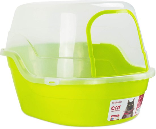 petphabet Kattenbak, grote kattenbak / toiletbak XXL, 63 x 49 x 42 cm, Jumbo kattenbak met klep. Extra grote kattenbak, gesloten kattenbak voor huisdieren (blauw