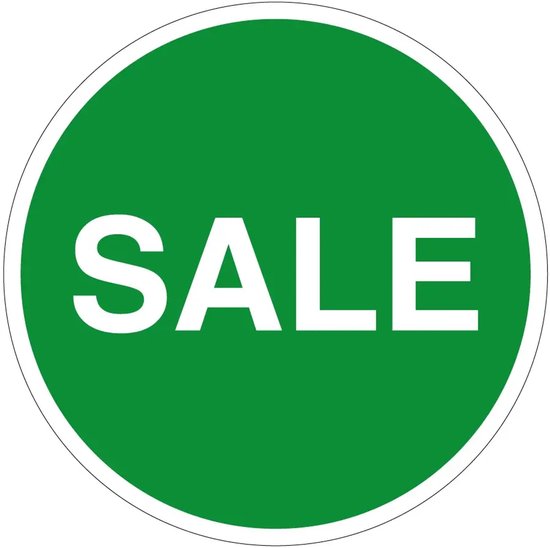 Sale stickers op rol - groen wit - 7,5 cm - 318 stickers per rol | bol
