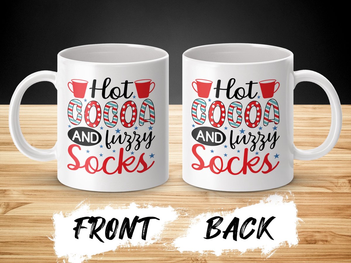Warme Chocomelk en Sokken Mok, Feestelijke Mok, Winter Mok, Kerst Mok, Cadeau Idee