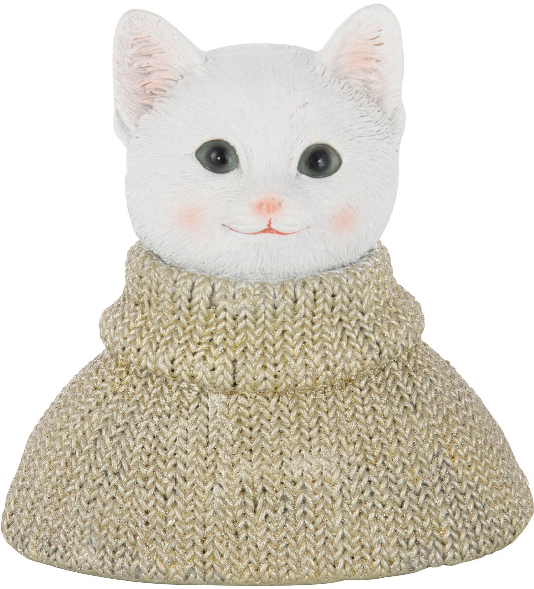 J-Line figuur Kat - polyresin - groen/wit