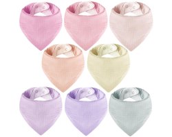 Yafane Baby Slabbetje van Mousseline Driehoek Sjaaltje, Super Absorberend Halsdoekje, Katoenen Boerendoekje, Slabbetje voor Peuters, Jongens en Meisjes (Roze Paars)