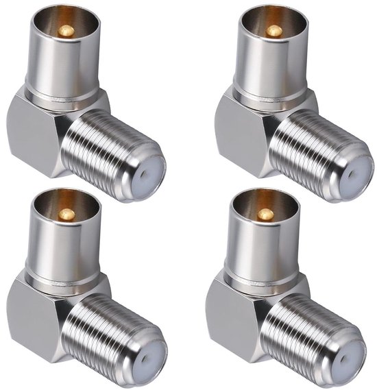 Greluma 8 stuks 90 graden F-type vrouwelijk naar PAL mannelijke/vrouwelijke connectoren, haakse satellietantenne RF-coaxiale adapters