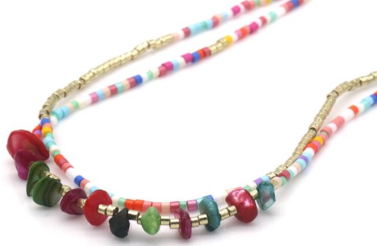 Collier à plusieurs niveaux – Plastique – 45 cm – Multicolore