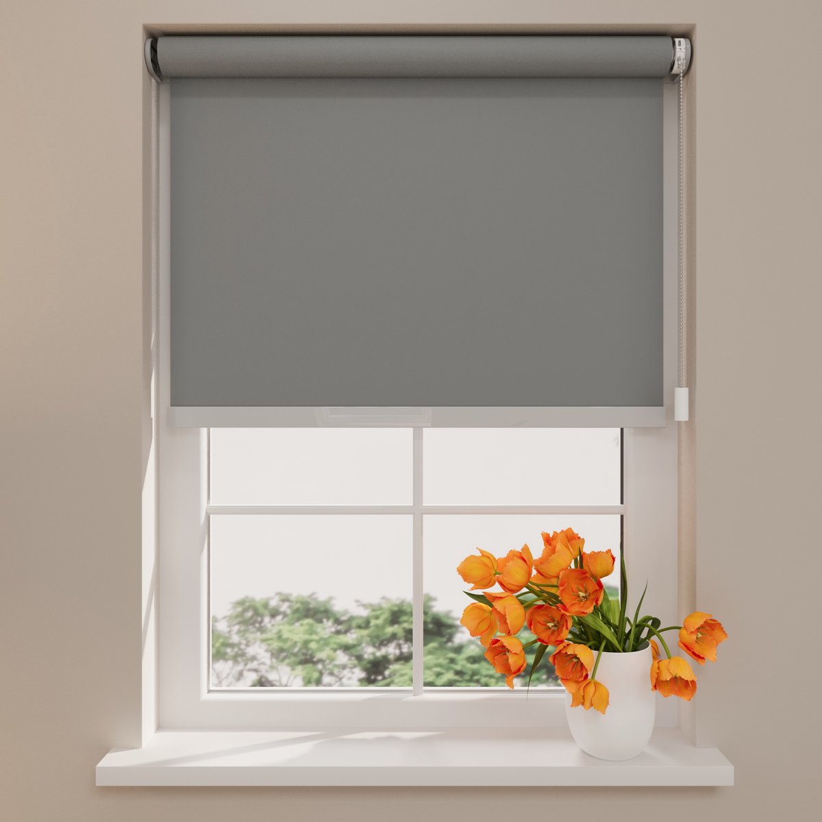 DTCH® Elektrisch Rolgordijn Verduisterend - Easy Soft - Light Grey - 180 x 190 cm - Motionblinds CMD-03